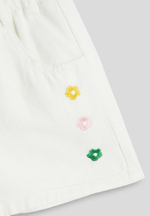Pop Candy - Floral applique denim shorts - white