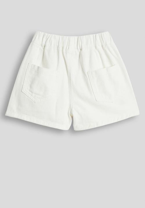 Pop Candy - Floral applique denim shorts - white
