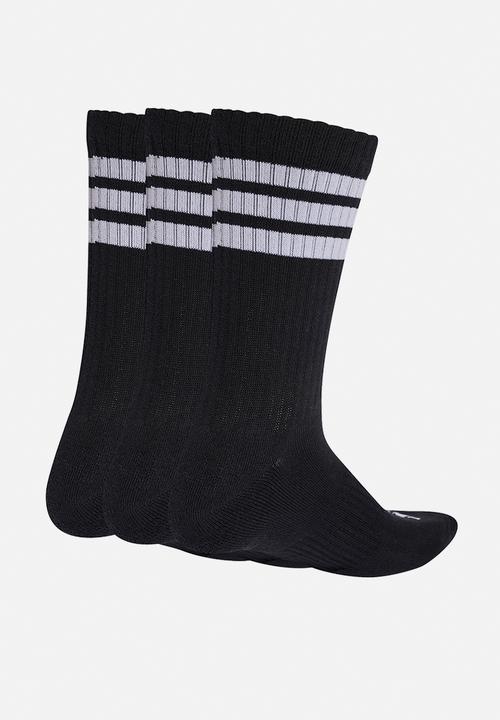 adidas Performance - 3-Stripes Cushioned Crew Socks 3 Pk - Black/white/white