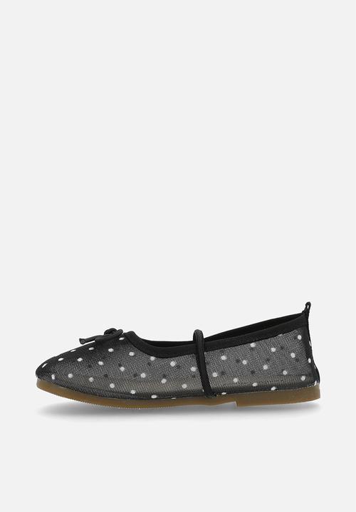 Pop Candy - Polka dot mesh ballet pumps - black