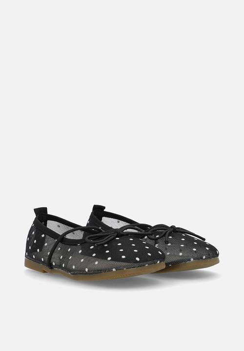 Pop Candy - Polka dot mesh ballet pumps - black