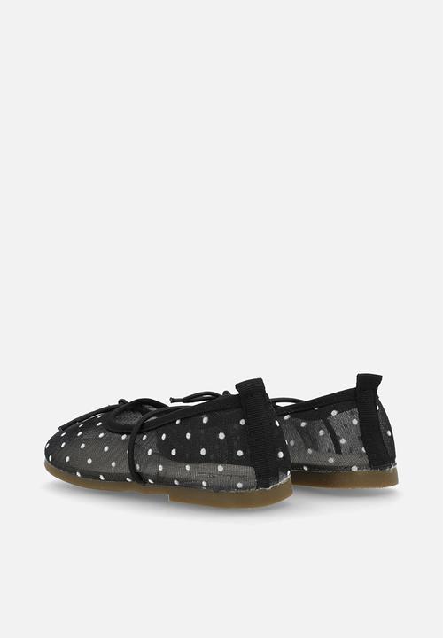 Pop Candy - Polka dot mesh ballet pumps - black