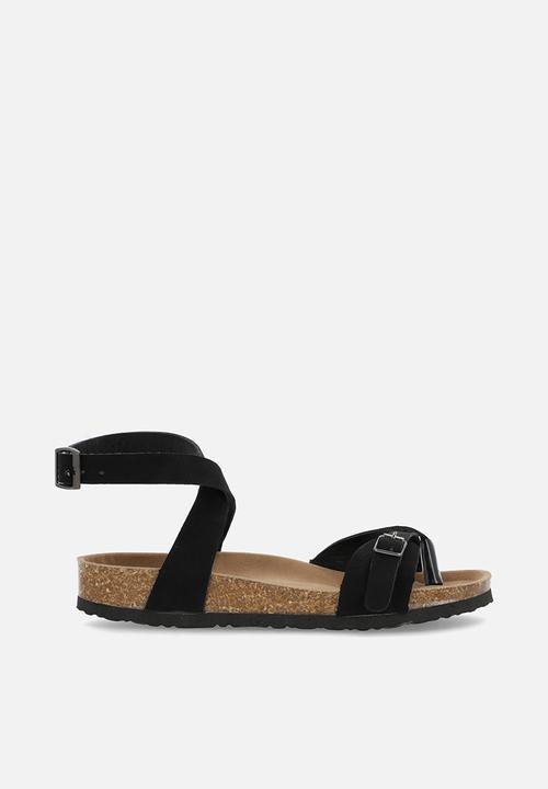 Pop Candy - Criss cross strapped sandals - black