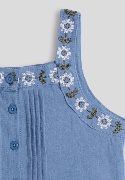 Pop Candy - Embroidered top and wide leg jeans - blue