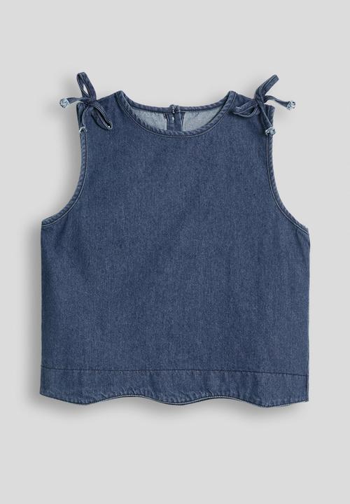 Pop Candy - Denim scallop edge blouse and shorts - light navy