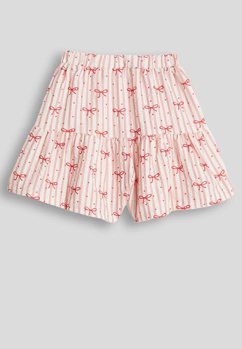 Pop Candy - Bow aop ruffle shorts - pink stripe