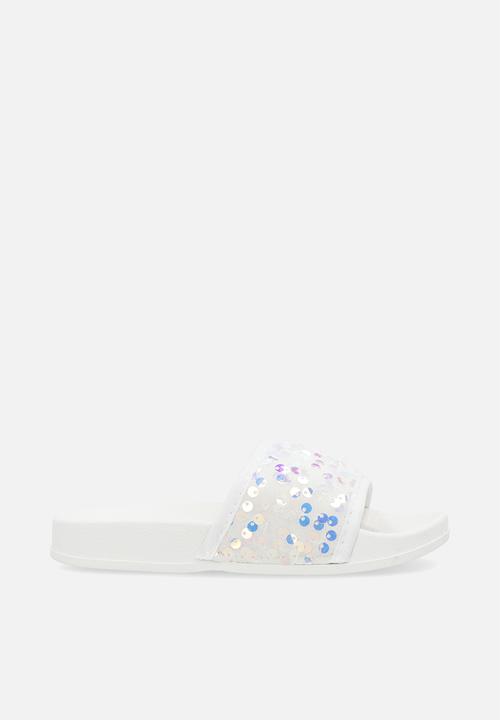 Pop Candy - Sequinned slides - white