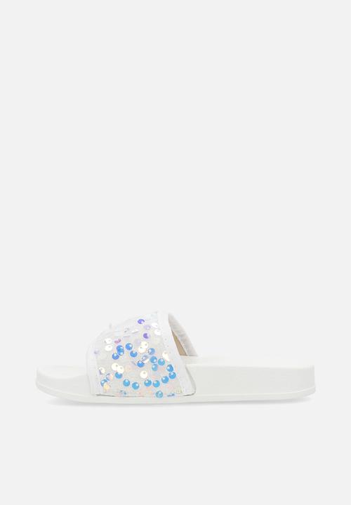 Pop Candy - Sequinned slides - white