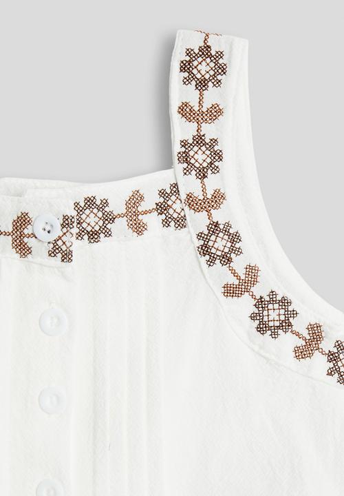 Pop Candy - Embroidered top and wide leg jeans - white