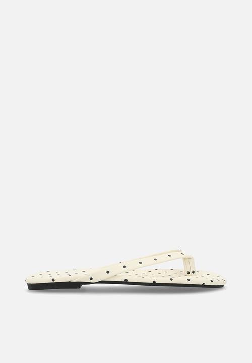 Pop Candy - Polka dot flip flops - cream