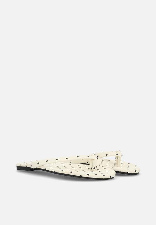 Pop Candy - Polka dot flip flops - cream
