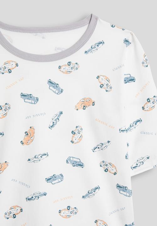Pop Candy - Aop tee and shorts pj set - white