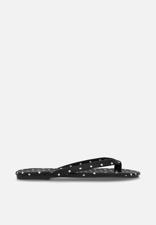 Pop Candy - Polka dot flip flops - black