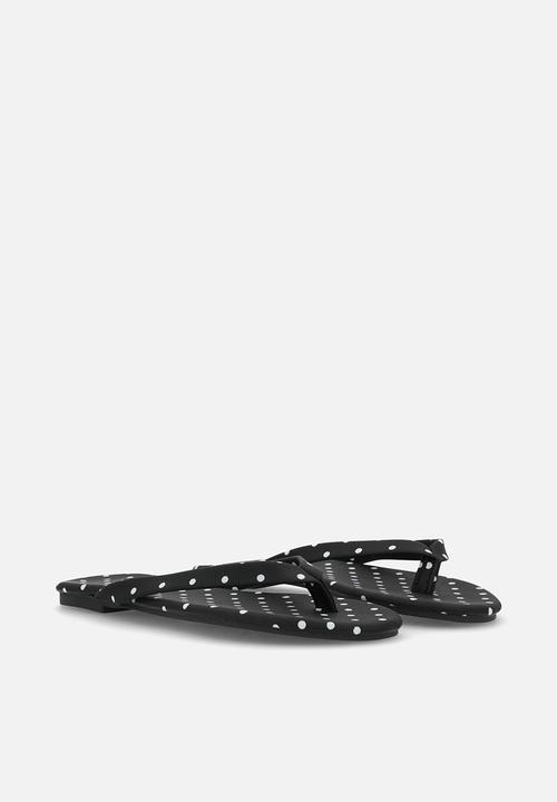 Pop Candy - Polka dot flip flops - black
