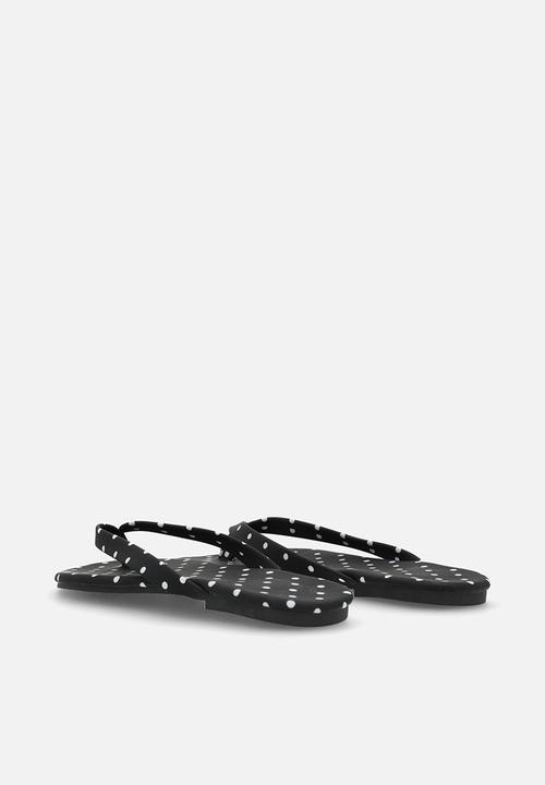 Pop Candy - Polka dot flip flops - black