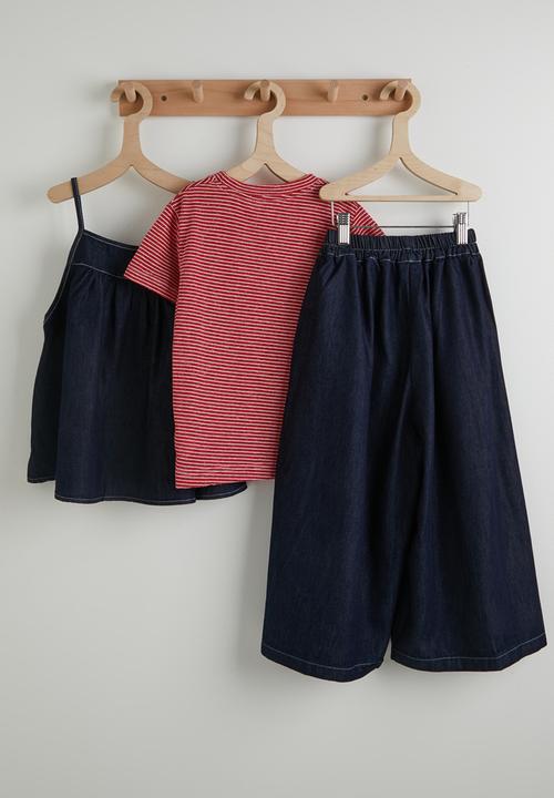 Pop Candy - Denim camisole top & jeans - dk blue & red 
