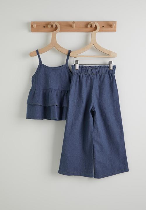 Pop Candy - Denim ruffle top and jeans - blue