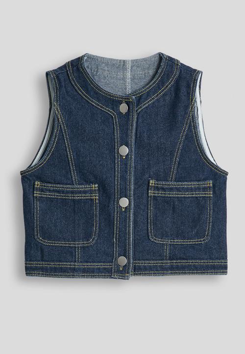 Pop Candy - Denim topstitched detail vest and jeans - dark blue
