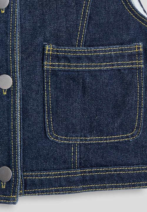 Pop Candy - Denim topstitched detail vest and jeans - dark blue