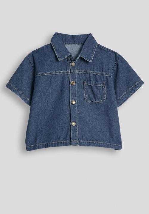 Pop Candy - Denim shirt and shorts - dark blue