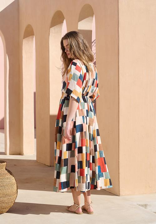 Me&B - Joy Kaftan Dress With Tassel Trim - Multicolour