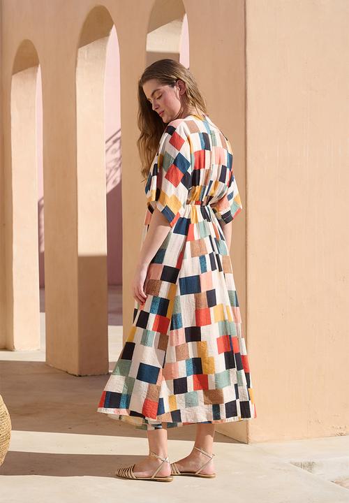 Me&B - Joy Kaftan Dress With Tassel Trim - Multicolour