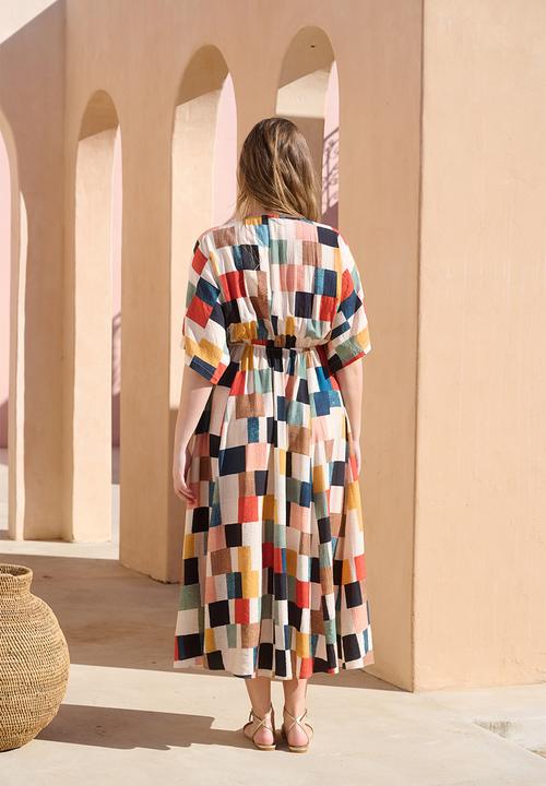 Me&B - Joy Kaftan Dress With Tassel Trim - Multicolour