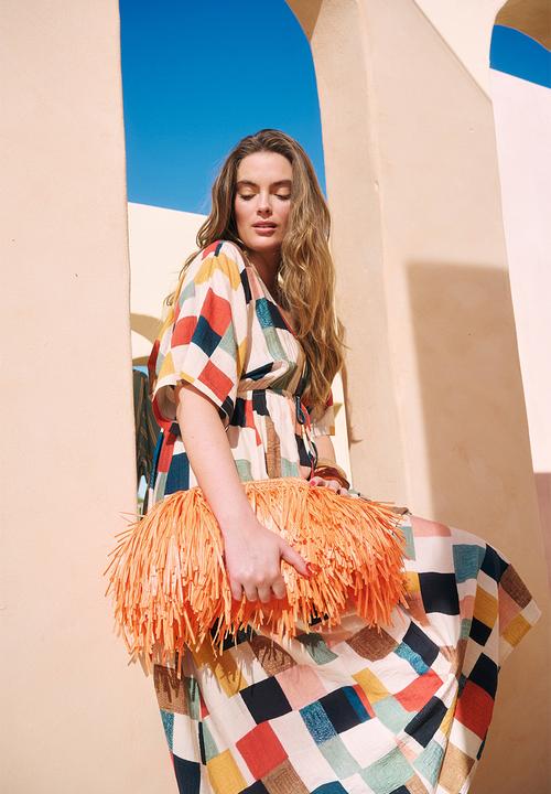 Me&B - Joy Kaftan Dress With Tassel Trim - Multicolour