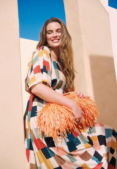 Me&B - Joy Kaftan Dress With Tassel Trim - Multicolour