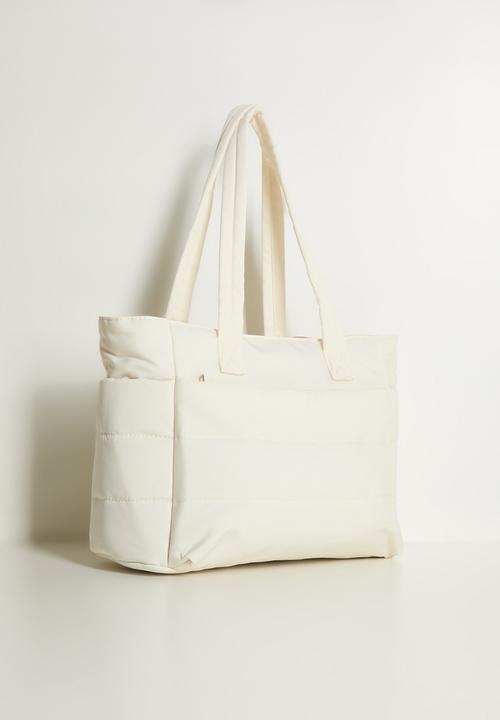 Pop Candy - Quilted puffer tote bag - cream