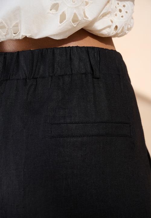 Me&B - 100% Linen Full Length Pant - Black