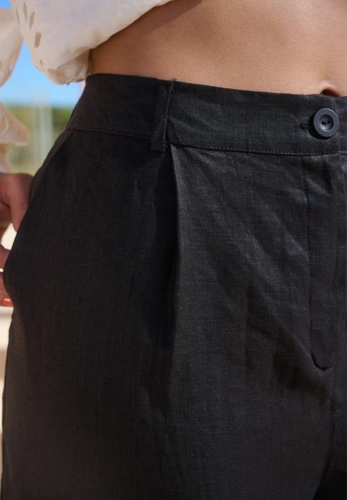 Me&B - 100% Linen Full Length Pant - Black