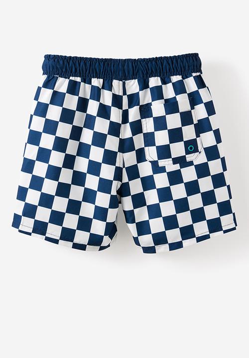 Cotton On - Bailey Board Short - Squid Ink/Vanilla Checkerboard