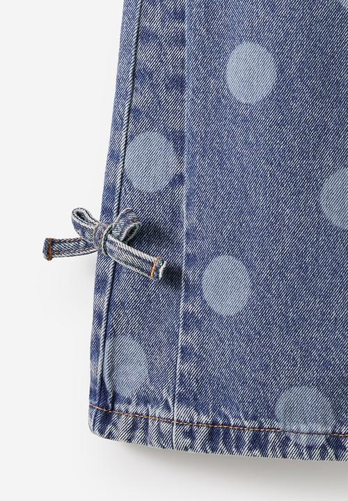 Cotton On - Super Wide Leg Denim Jean - Blue Haven Mid Blue Spot/Bow