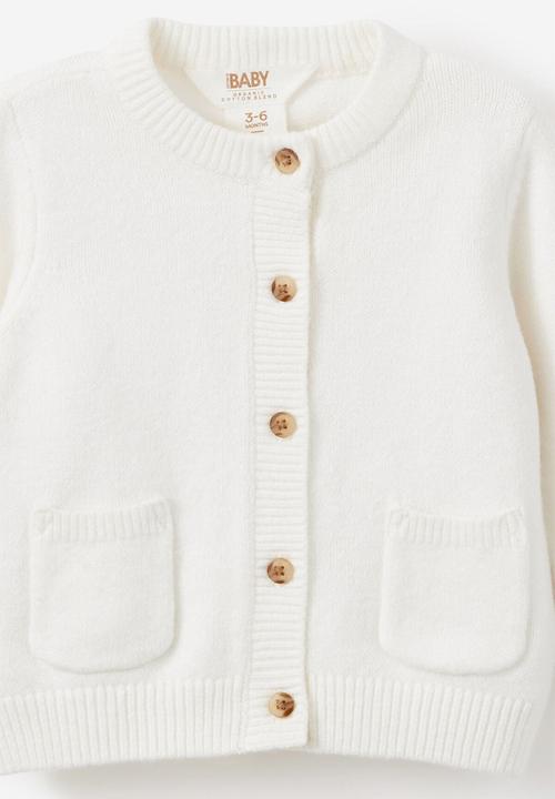 Cotton On - Baby Organic Knit Cardigan - Milk