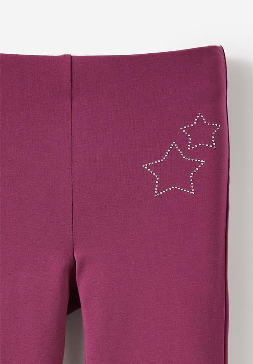 Cotton On - Essential Flare Legging - Berry Jam/Star Studs