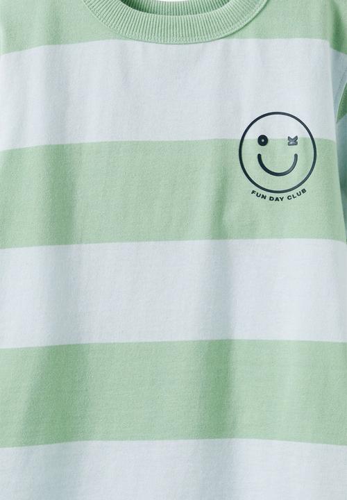 Cotton On - Essentials Graphic Short Sleeve Tee - Washed Avo/Whisper Blue/Funday