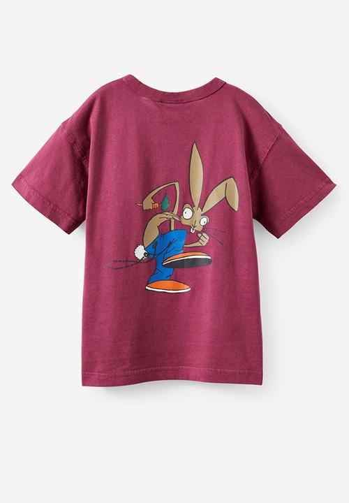 Cotton On - Licensed Drop Shoulder Short Sleeve Tee - Lcn Bra Berry Jam/Blink 182