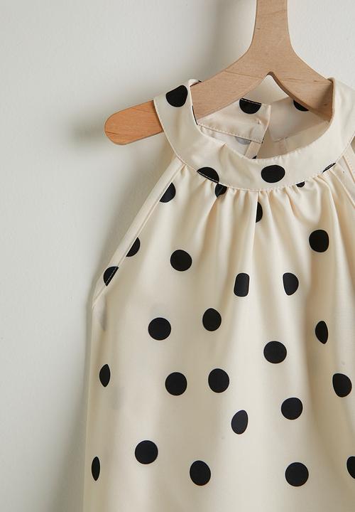 Pop Candy - Polka dot halter neck dress - cream