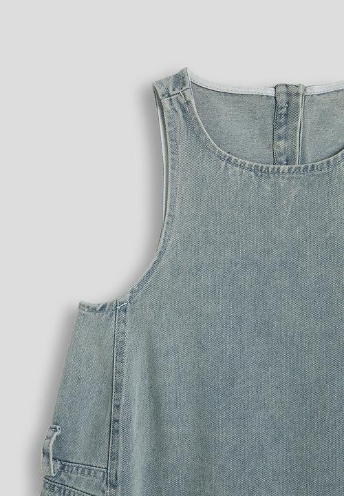 Pop Candy - Patch pocket denim dress - washed denim