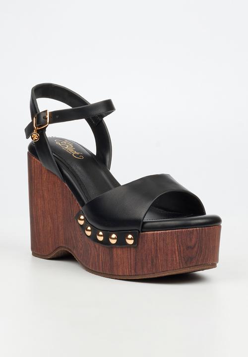 Miss Black - Annalee 1 wood platform wedge - black
