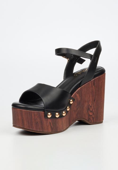 Miss Black - Annalee 1 wood platform wedge - black