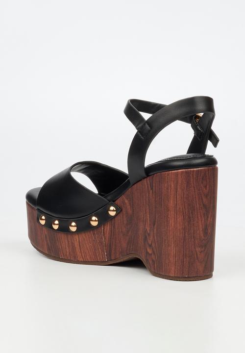 Miss Black - Annalee 1 wood platform wedge - black