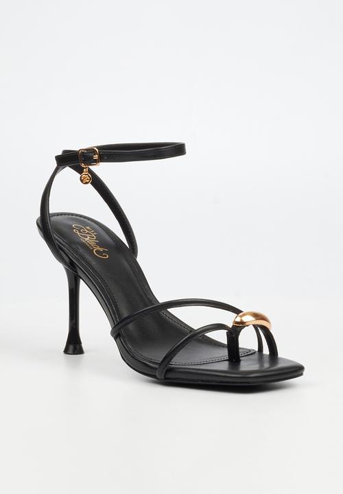 Miss Black - Chanel 6 gold trim strappy heel - black
