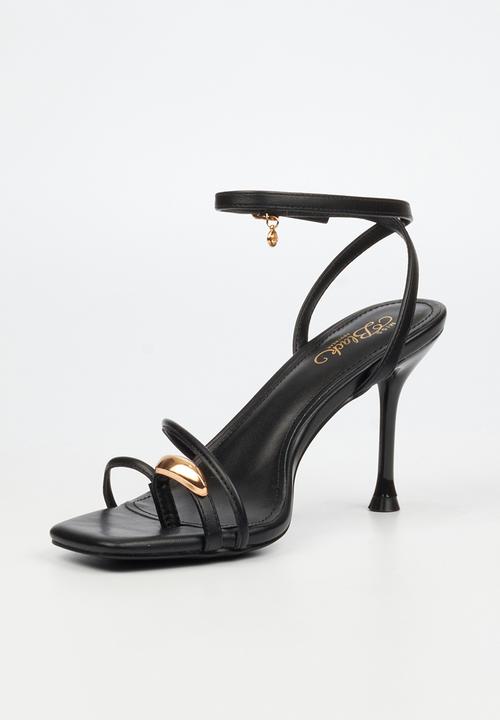 Miss Black - Chanel 6 gold trim strappy heel - black
