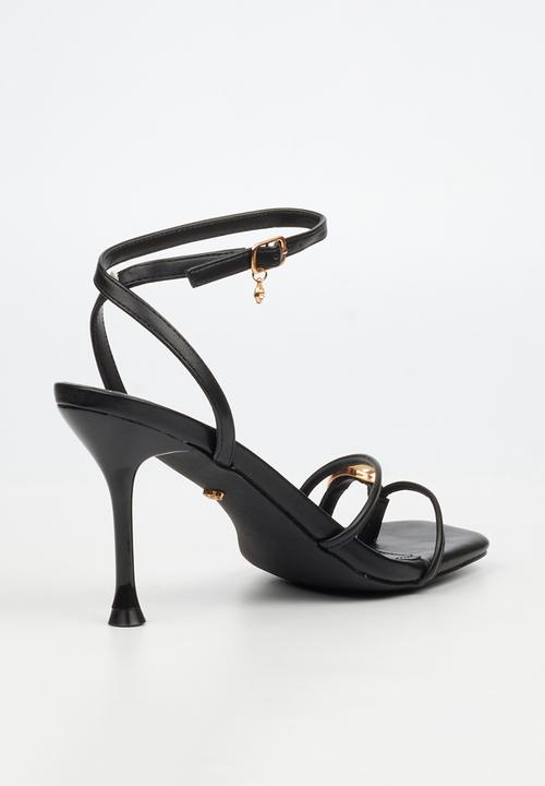 Miss Black - Chanel 6 gold trim strappy heel - black