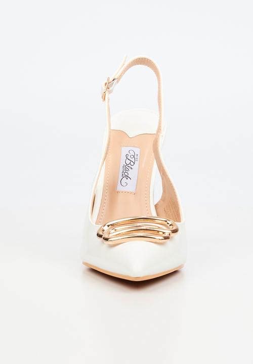 Miss Black - Lola 57 gold trim slingback heel - white