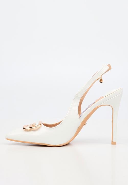 Miss Black - Lola 57 gold trim slingback heel - white