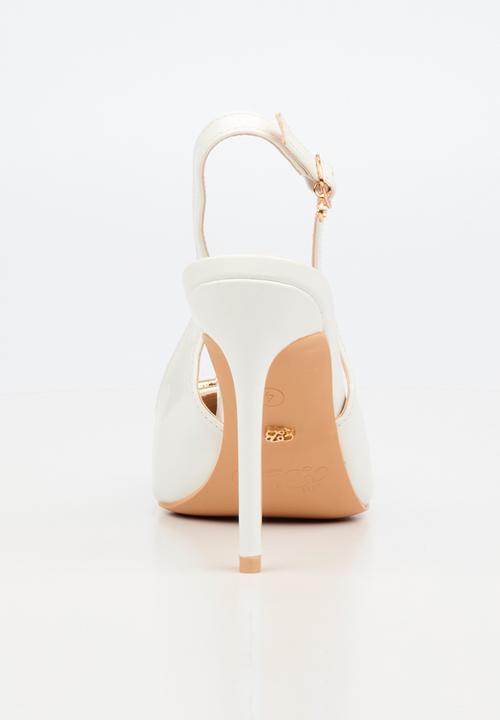 Miss Black - Lola 57 gold trim slingback heel - white
