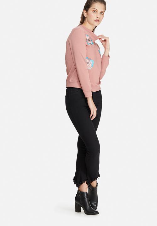 Daisy Street - Rose embroidered sweat top